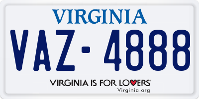 VA license plate VAZ4888