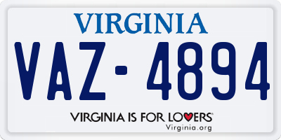 VA license plate VAZ4894