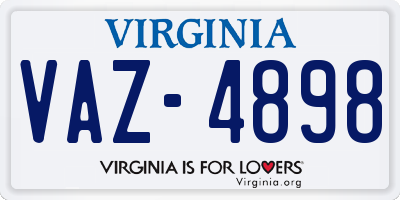 VA license plate VAZ4898