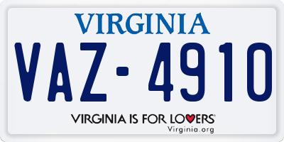 VA license plate VAZ4910