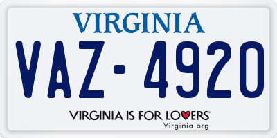 VA license plate VAZ4920
