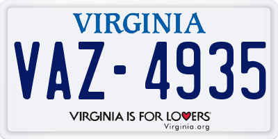 VA license plate VAZ4935