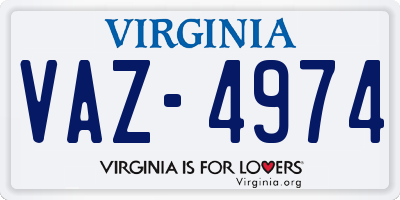 VA license plate VAZ4974