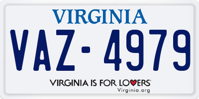 VA license plate VAZ4979