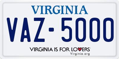 VA license plate VAZ5000