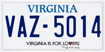VA license plate VAZ5014