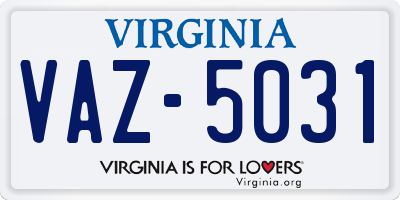 VA license plate VAZ5031