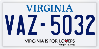 VA license plate VAZ5032