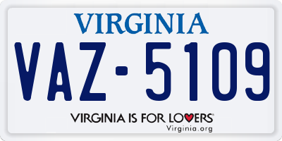 VA license plate VAZ5109