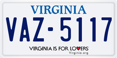 VA license plate VAZ5117