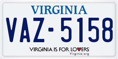 VA license plate VAZ5158