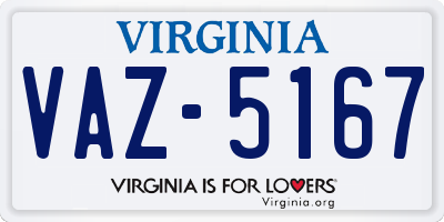 VA license plate VAZ5167