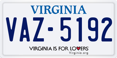 VA license plate VAZ5192