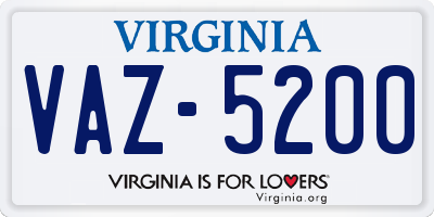 VA license plate VAZ5200