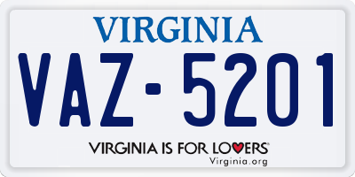 VA license plate VAZ5201