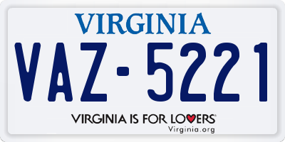VA license plate VAZ5221