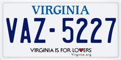 VA license plate VAZ5227