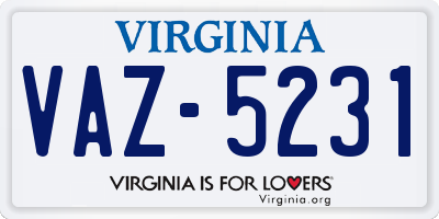 VA license plate VAZ5231