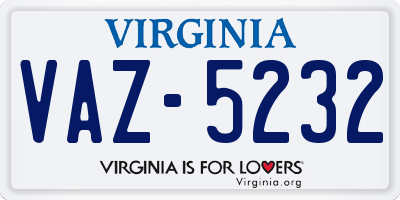 VA license plate VAZ5232