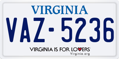 VA license plate VAZ5236