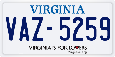 VA license plate VAZ5259