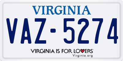 VA license plate VAZ5274