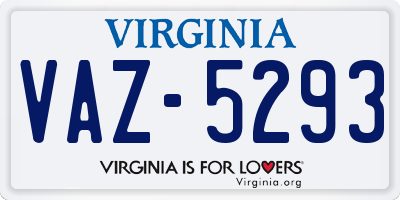 VA license plate VAZ5293
