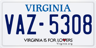 VA license plate VAZ5308