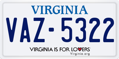 VA license plate VAZ5322