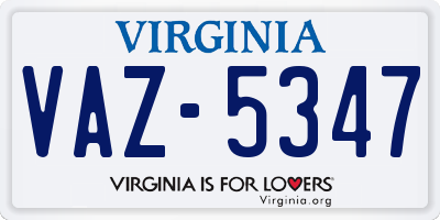 VA license plate VAZ5347