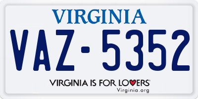 VA license plate VAZ5352