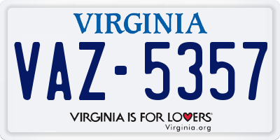 VA license plate VAZ5357