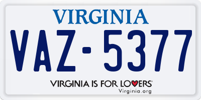 VA license plate VAZ5377