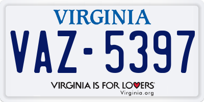 VA license plate VAZ5397