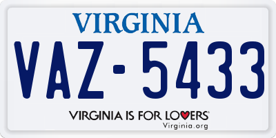 VA license plate VAZ5433