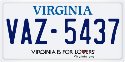 VA license plate VAZ5437