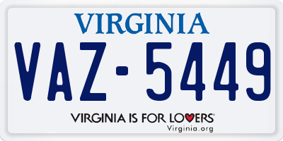 VA license plate VAZ5449