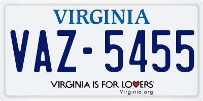 VA license plate VAZ5455