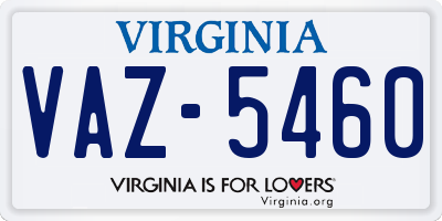 VA license plate VAZ5460