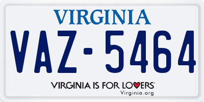 VA license plate VAZ5464