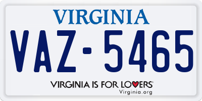 VA license plate VAZ5465