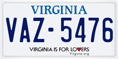 VA license plate VAZ5476