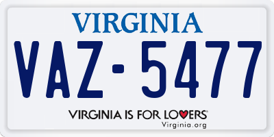 VA license plate VAZ5477