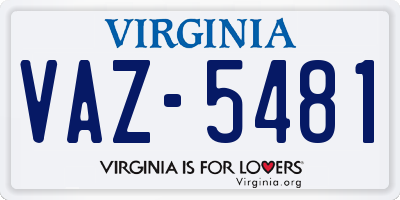 VA license plate VAZ5481