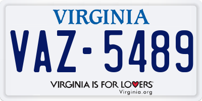VA license plate VAZ5489