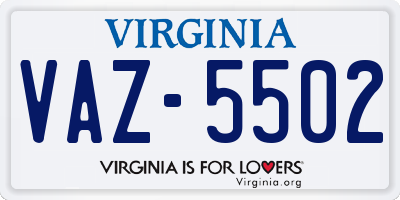 VA license plate VAZ5502