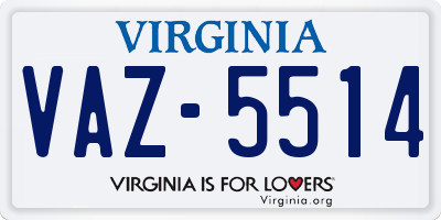 VA license plate VAZ5514