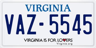 VA license plate VAZ5545
