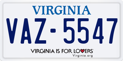 VA license plate VAZ5547