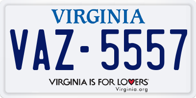 VA license plate VAZ5557